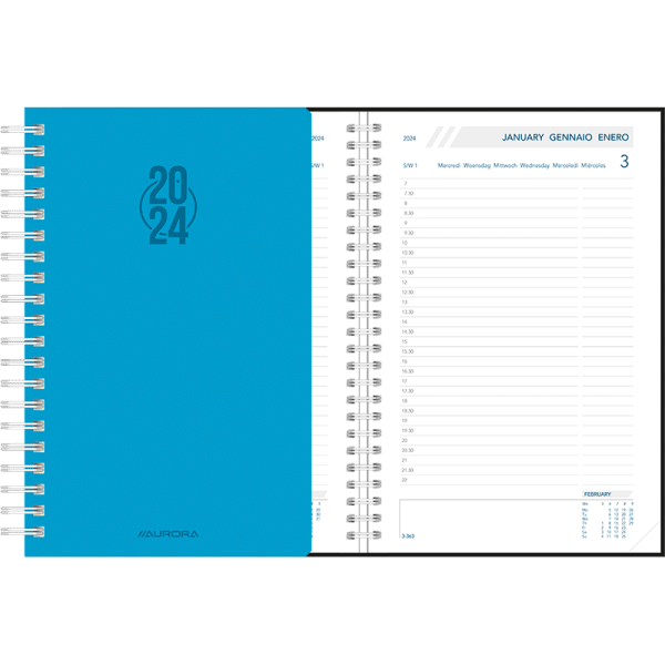 Agenda Daily 2024 wire-o - Blauw