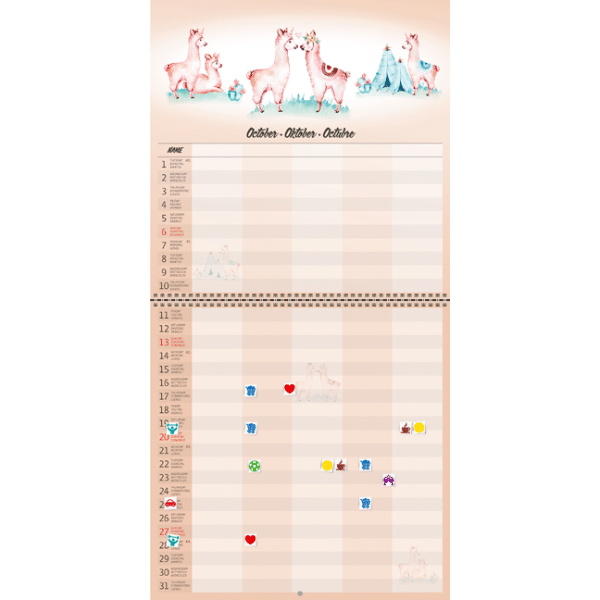 Muurkalender Family Planner 2024 - Oktober