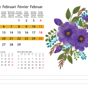 Kantoorkalender Flower Art 2024 Februari