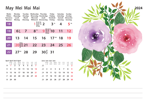 Kantoorkalender Flower Art 2024 - Mei