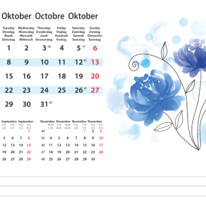 Kantoorkalender Flower Art 2024 - Oktober