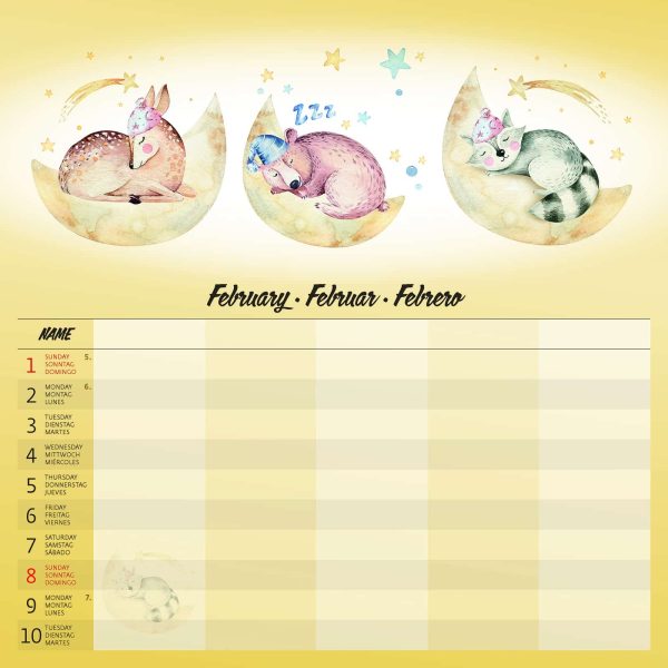 Muurkalender Family Planner - februari detail