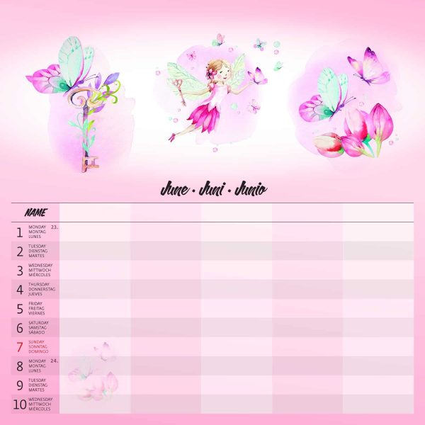 Muurkalender Family Planner - juni detail