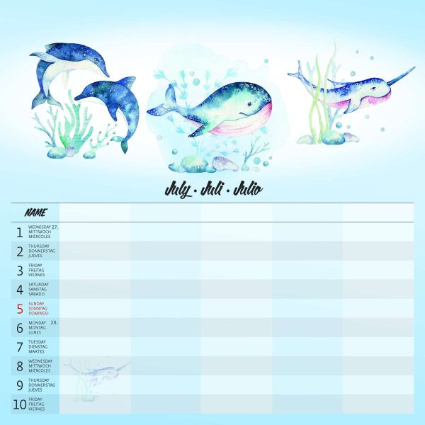 Muurkalender Family Planner - juli detail