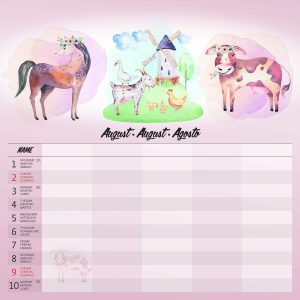 Muurkalender Family Planner - augustus detail