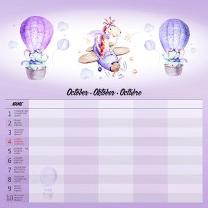 Muurkalender Family Planner - oktober detail