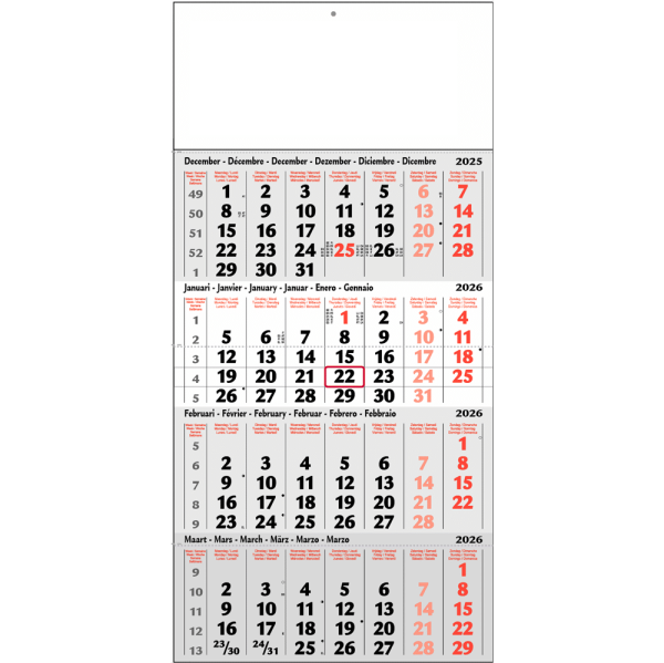 Maandkalender 4-maand Classic 2026