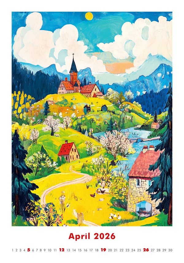 Muurkalender Art Naive 2026 - april