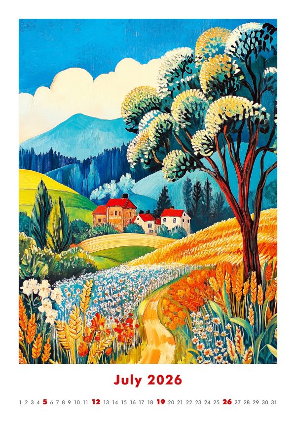 Muurkalender Art Naive 2026 - juli