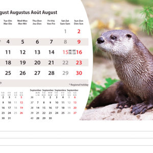 Kantoorkalender Animals 2026 - augustus