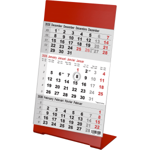 Kantoorkalender 3-maand Color rood 2026