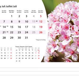 Bureaukalender Flowers 2026 - juli