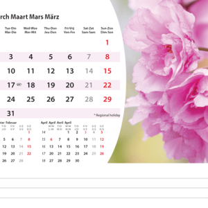 Bureaukalender Flowers 2026 - maart