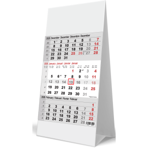 Kantoorkalender 3-maand grijs 2026
