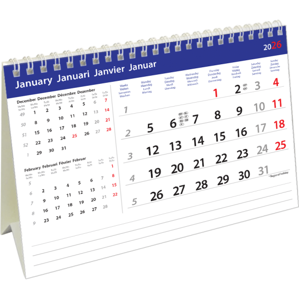 Kantoorkalender Belgium 2026