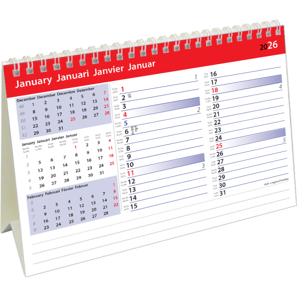 Kantoorkalender Belgium Memo 2026