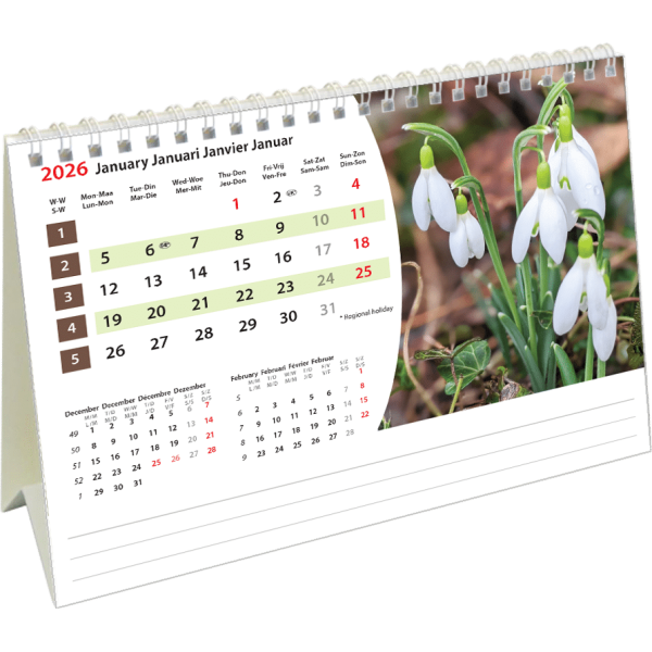 Bureaukalender Flowers 2026 - januari