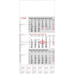 3-maandkalender Memo met jaaroverzicht 2026