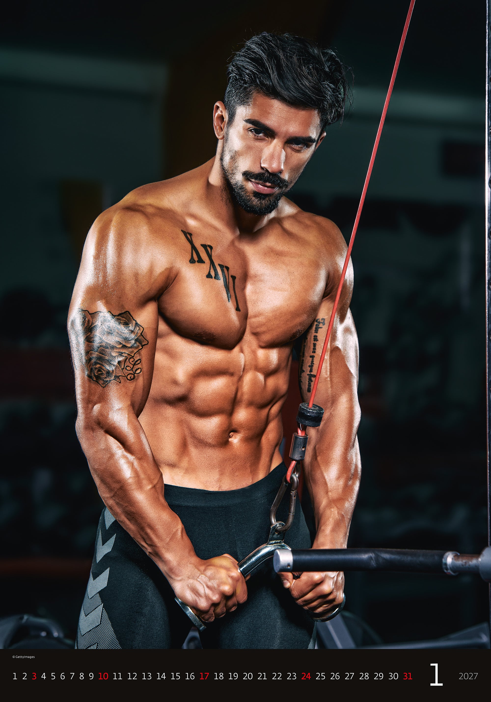 Muurkalender Sexy Boys 2027 - Januari