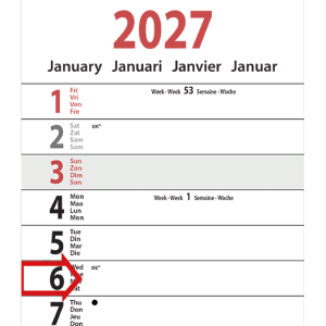Strookkalender XL 2027 - Detail