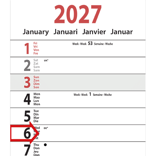 Strookkalender XL 2027 - Detail