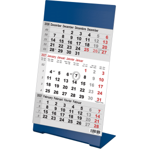 Bureaukalender 2027 3-maand Color blauw