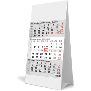 Kantoorkalender 2027 3-maand grijs