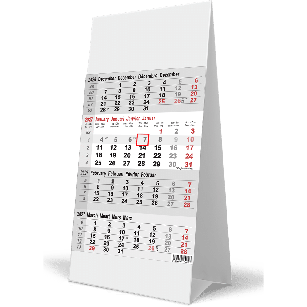 Kantoorkalender 2027 4-maand