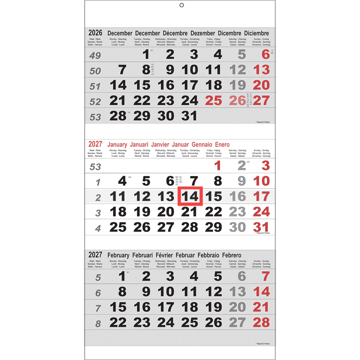 3-maandkalender Maxi 2027