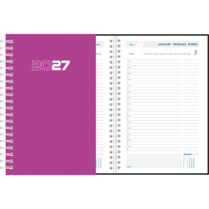 Dagagenda 2027 wire-o, paars