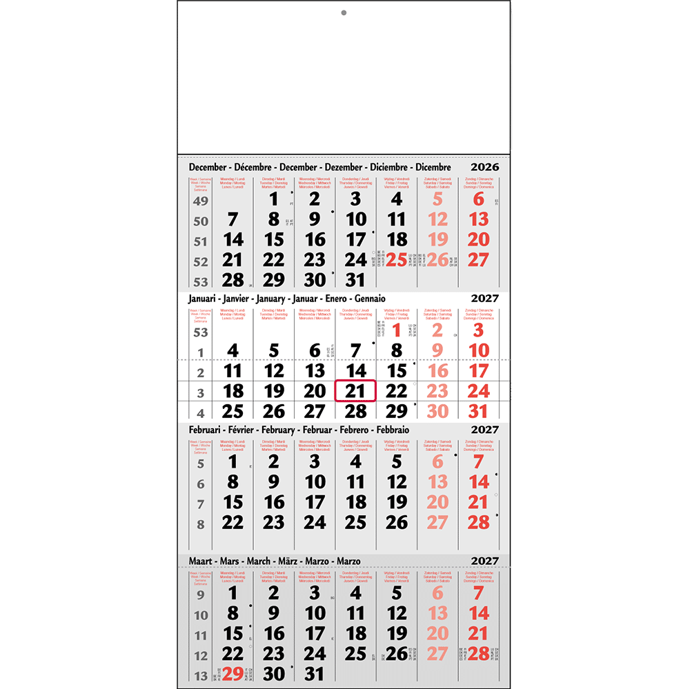 Maandkalender 4-maand 2027