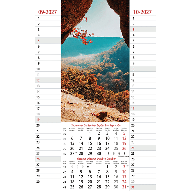 Muurkalender Amazing Nature 2027 - September